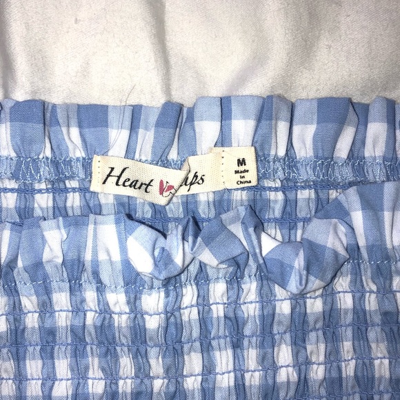 blue plaid smocked tube top - Picture 4 of 6